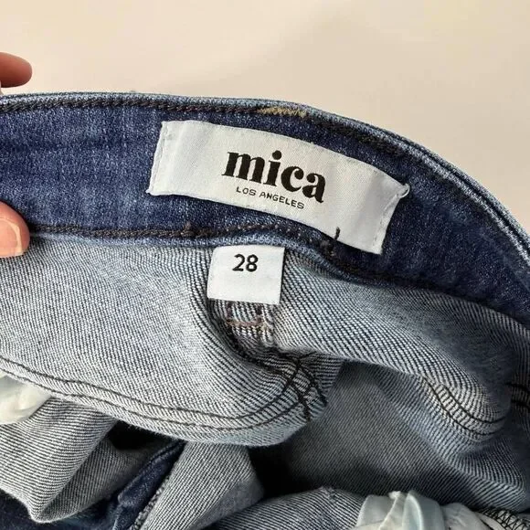 Mica Los Angeles Dark Denim Mid Rise Flared Jeans Blue Size 28 - Picture 7 of 9